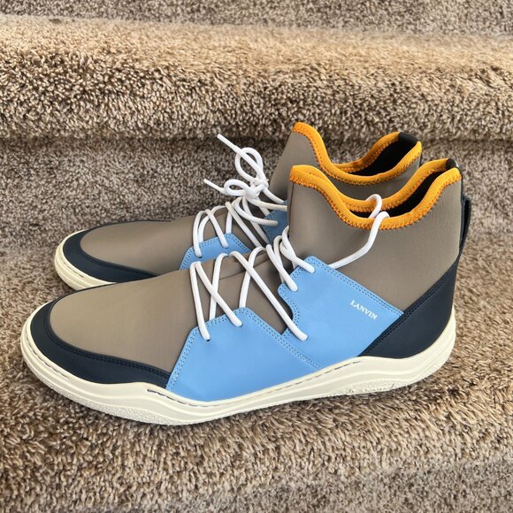 Lanvin Paris Men's Neoprene Lace Up Multicolor Sneakers.